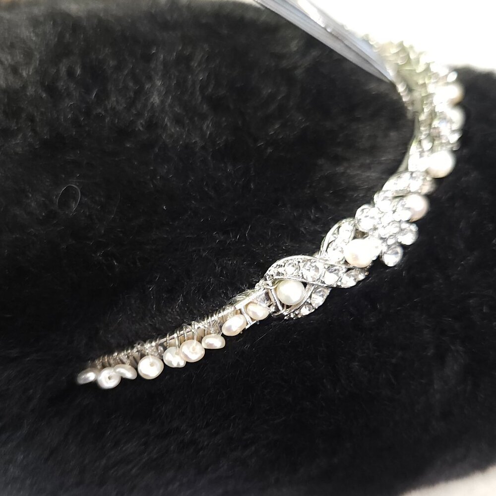 Crystal and pearl wedding tiara